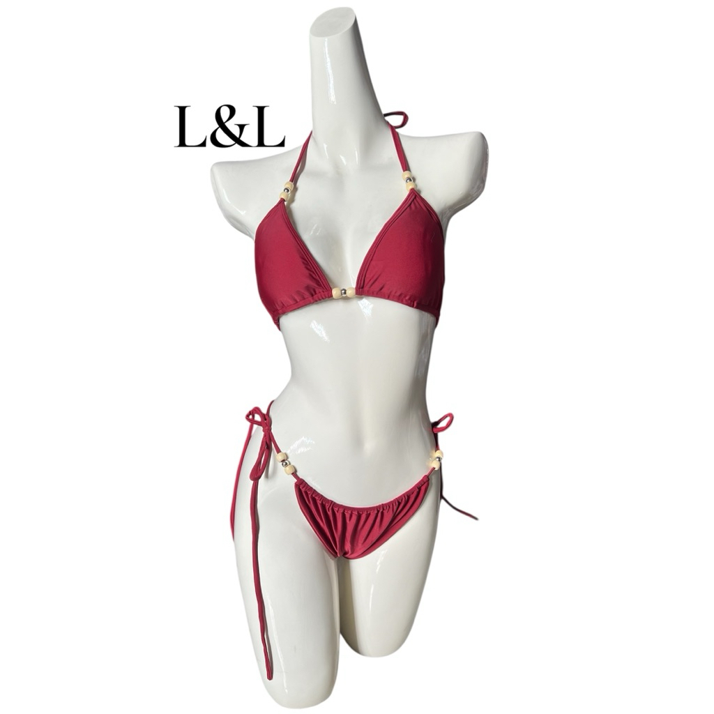 BIKINI L&L Bikini 2 Mảnh Tam Giác Luồn Hạt Gỗ Xinh Xắn | BigBuy360 - bigbuy360.vn