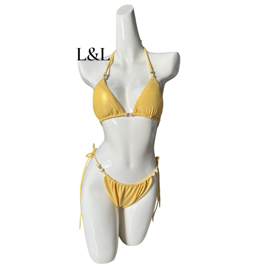BIKINI L&L Bikini 2 Mảnh Tam Giác Luồn Hạt Gỗ Xinh Xắn | BigBuy360 - bigbuy360.vn