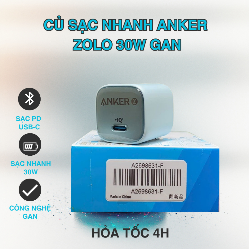 Củ sạc nhanh Anker Zolo 30W GaN - A2698 (màu random)