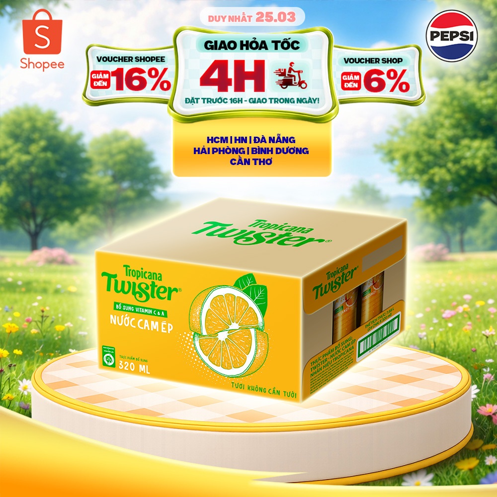 [Hỏa Tốc] Thùng 24 Chai Nước Trái Cây Twister Cam (320ml /chai)