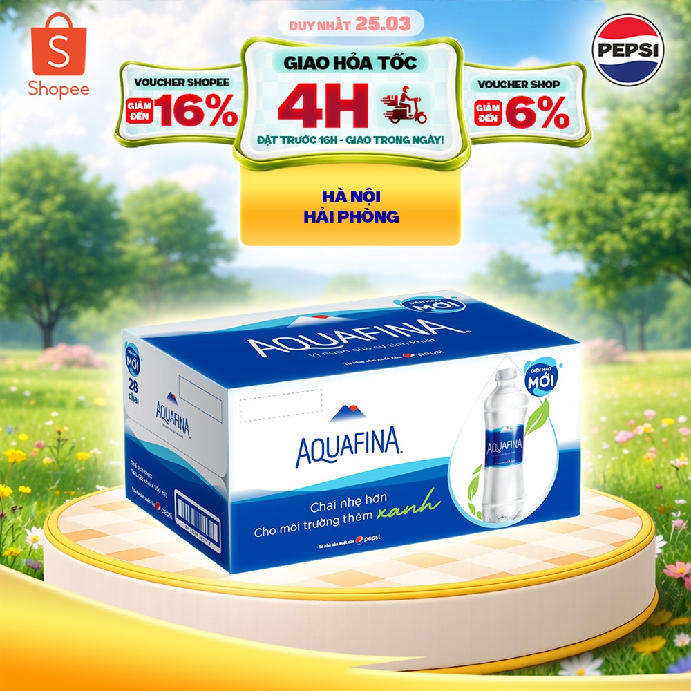 [Hỏa Tốc] Thùng 28 Chai Nước tinh khiết Aquafina (500ml/chai)