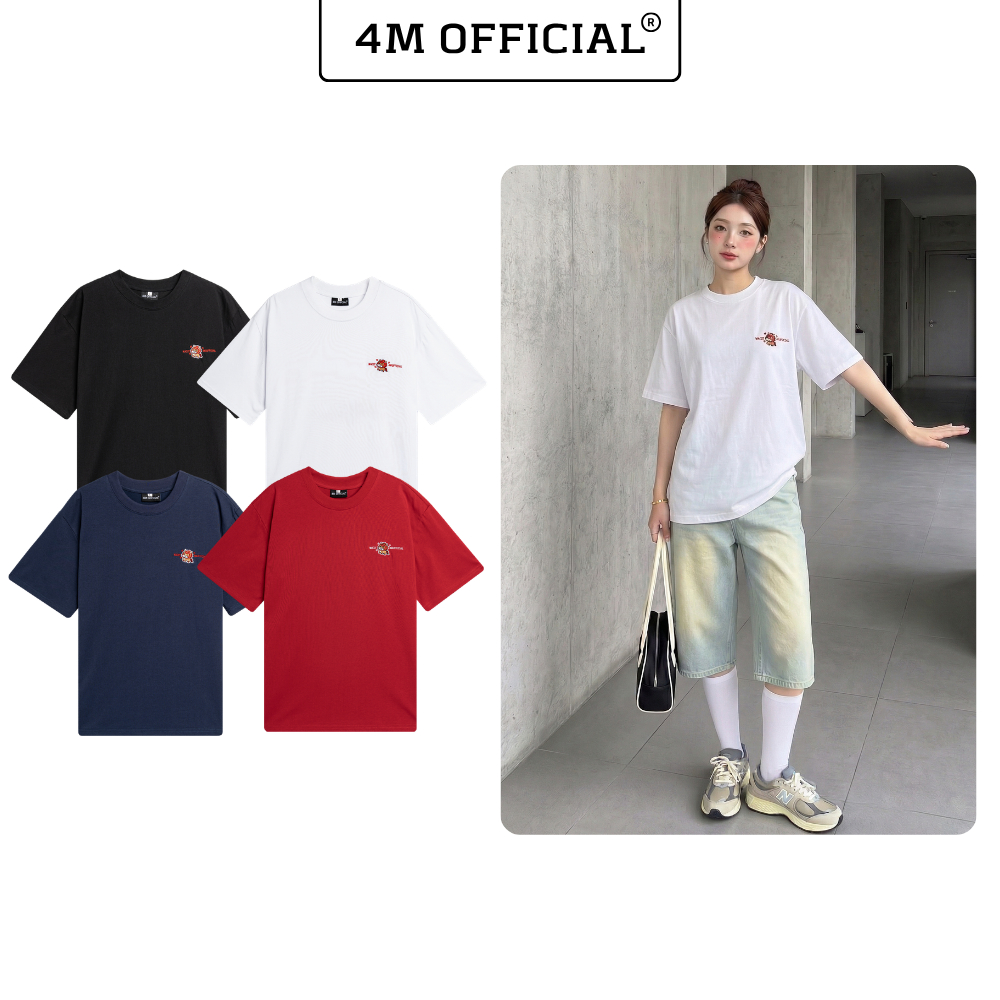 Áo Thun Thêu Mascot 2026 Local Brand 4M OFFICIAL Chất Cotton, Áo Thun Form Regular Unisex