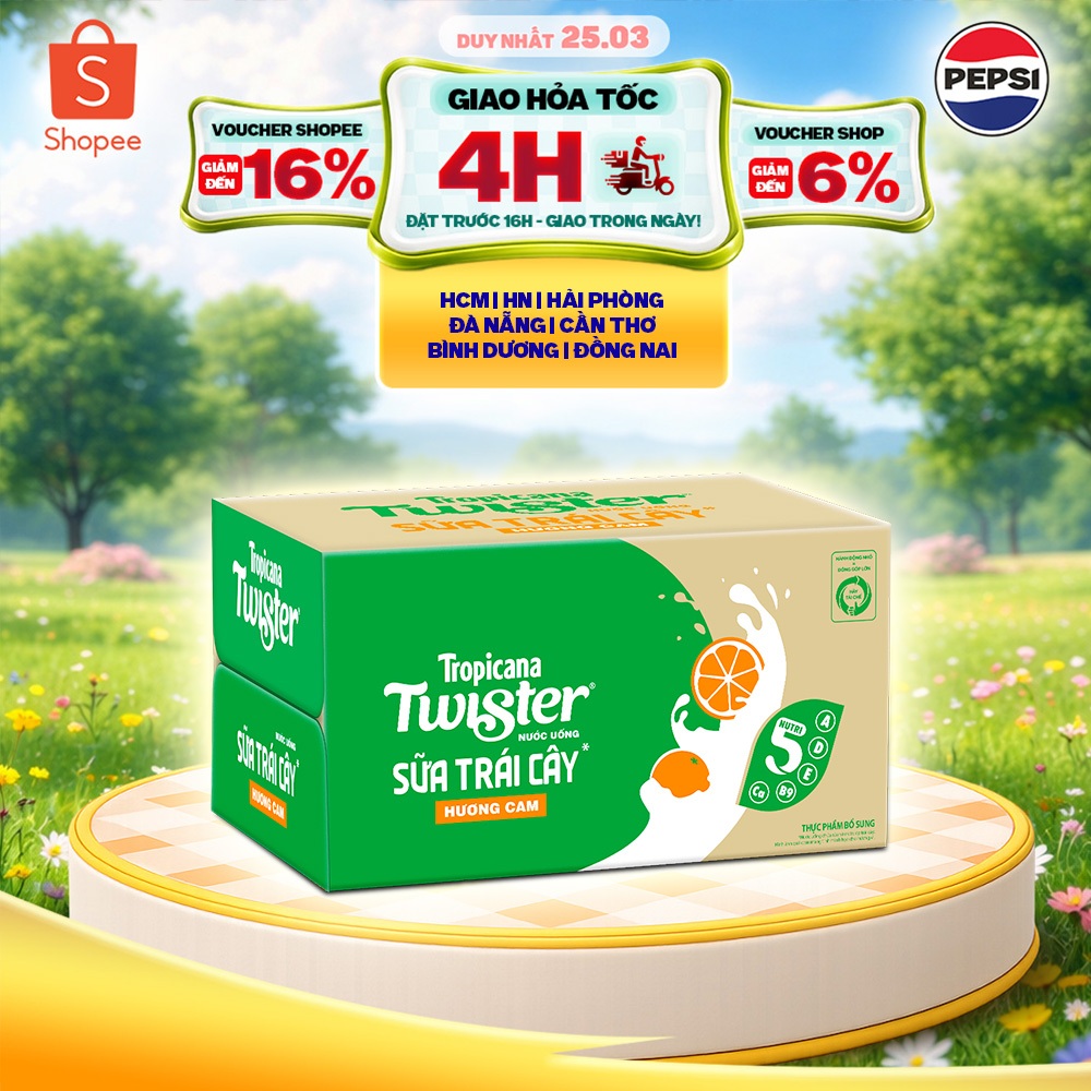 [Hỏa Tốc] Thùng 24 Chai Sữa Trái Cây Hương Cam Twister (320ml/chai)