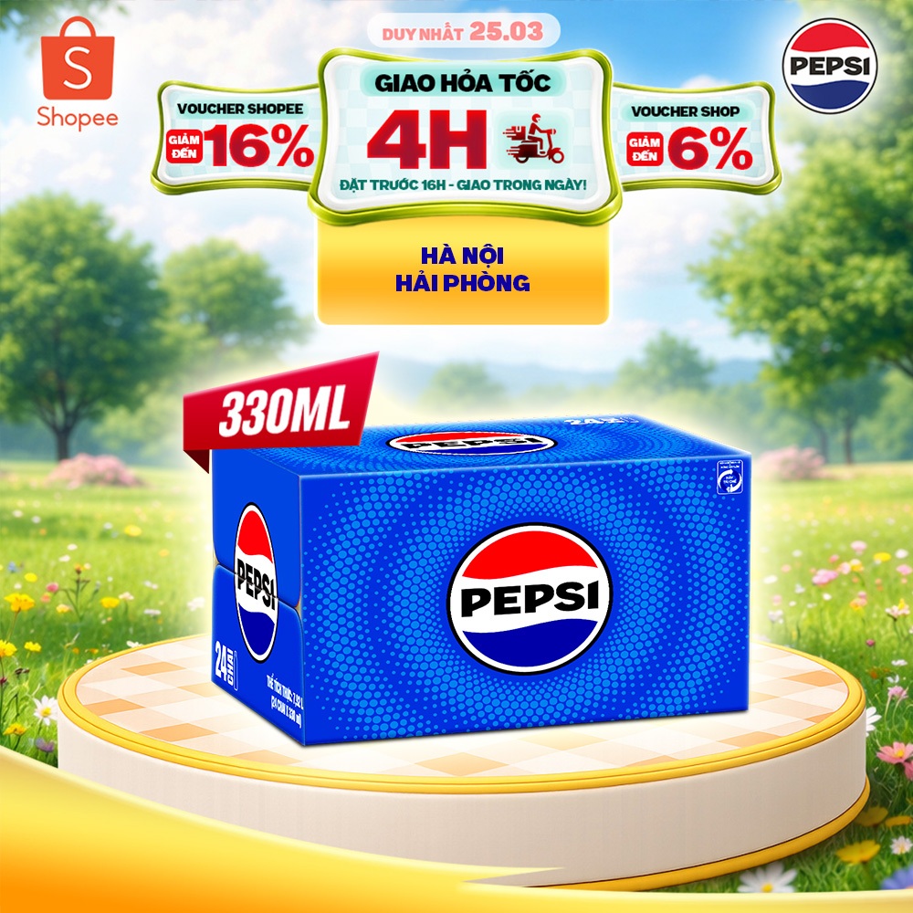 [Hỏa Tốc] Thùng 24 Chai Nước Ngọt Giải Khát Có Gaz Pepsi (330ml/chai)