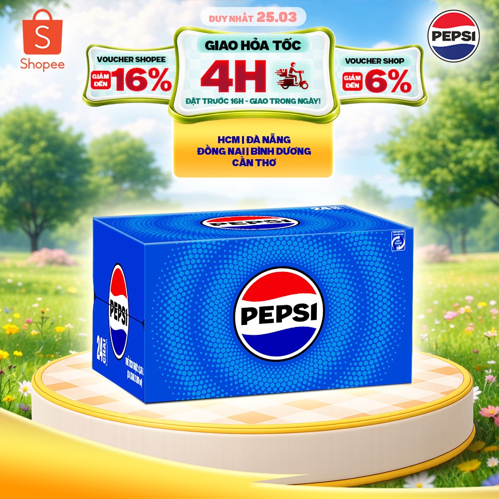 [Hỏa Tốc] Thùng 24 Chai Nước Ngọt Giải Khát Có Gaz Pepsi (390ml/chai)