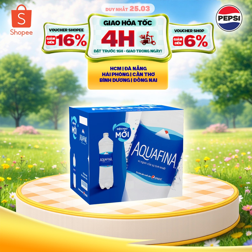 [SALE 25.03] Thùng 12 Chai Nước tinh khiết Aquafina (1.5L/chai)