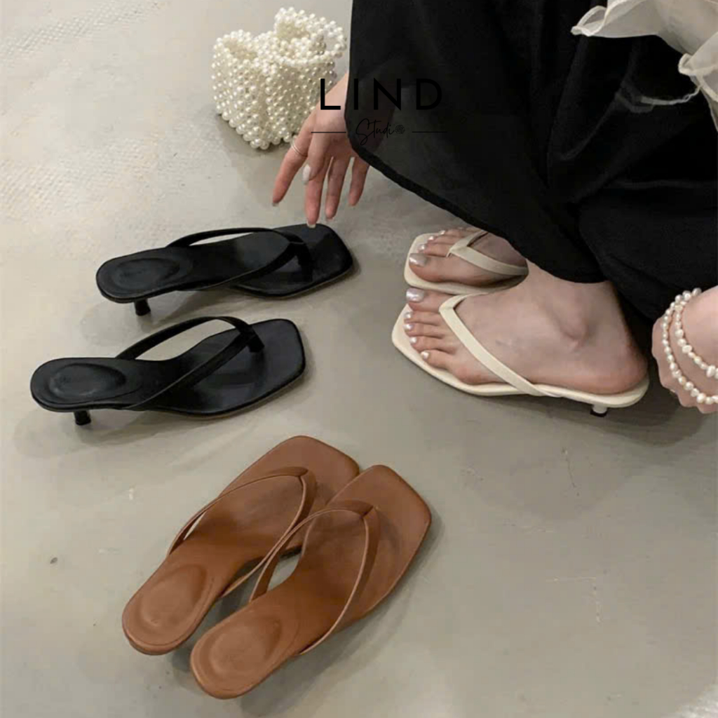 [Hàng sẵn - Form chuẩn] Dép Xỏ Ngón 4p Mũi Nhọn Da Mềm Lamode () - D404 - LinD Shoes & Sandal
