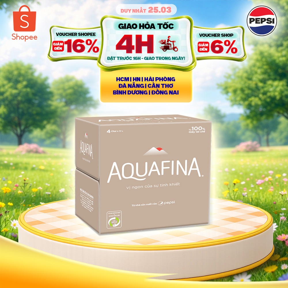 [Hỏa Tốc] Thùng 4 Chai Nước tinh khiết Aquafina (5L/chai)