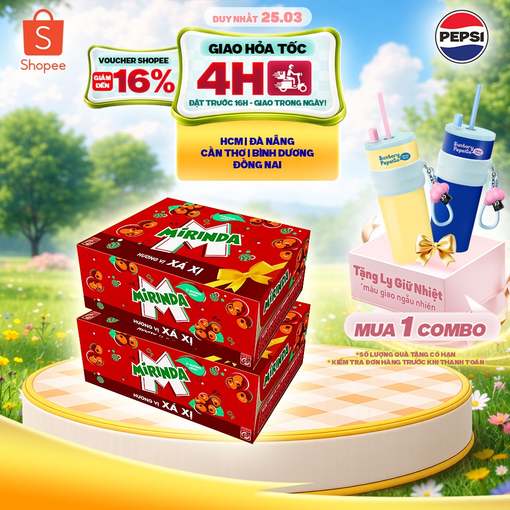 [Hỏa Tốc] Combo 2 Thùng 24 Lon Mirinda Xá Xị (320ml/lon)