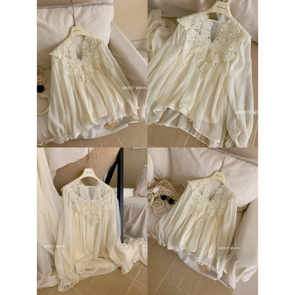 𝐀𝐁𝐎𝐔𝐓 𝐌𝐎𝐎𝐍 Áo tơ phối cổ ren