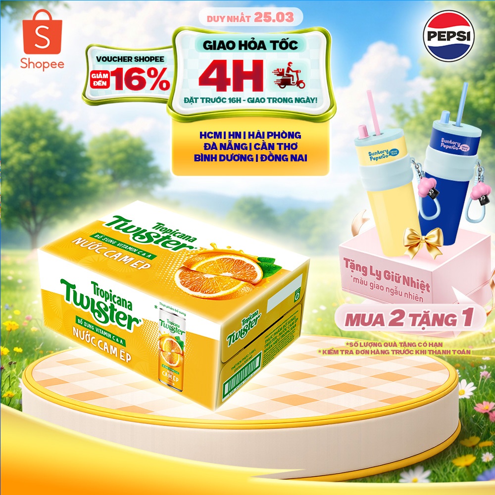 [Hỏa Tốc] Thùng 24 Lon Nước Trái Cây Twister Cam (320ml/lon)