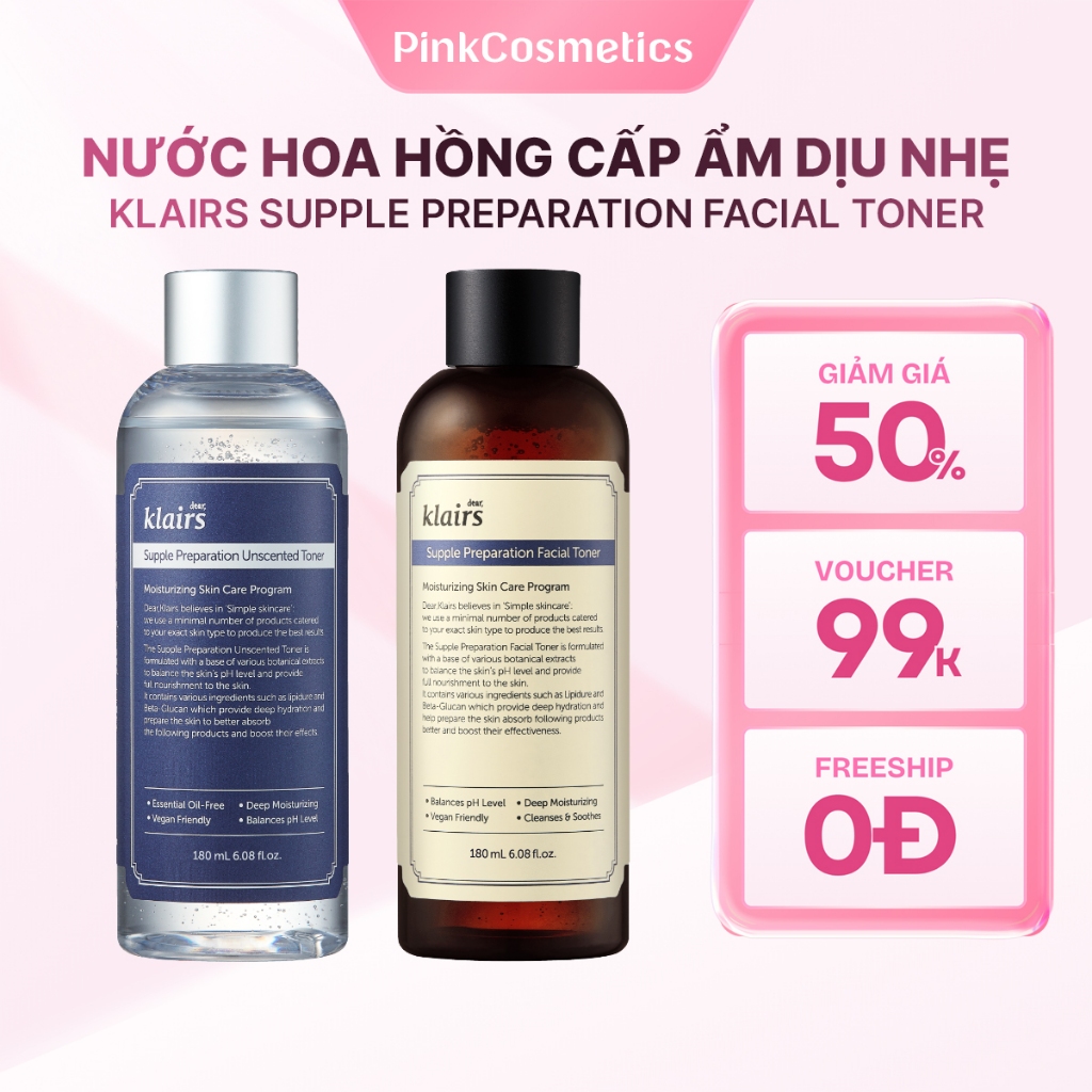Nước hoa hồng cấp ẩm dịu nhẹ cho da Klairs Supple Preparation Facial Toner 180ml
