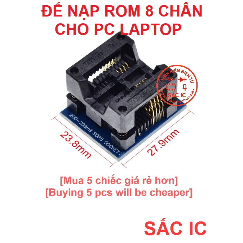 [NTM1] Đế nạp rom 8 chân 208mil 209mil 208 209 mil cho PC, LAPTOP