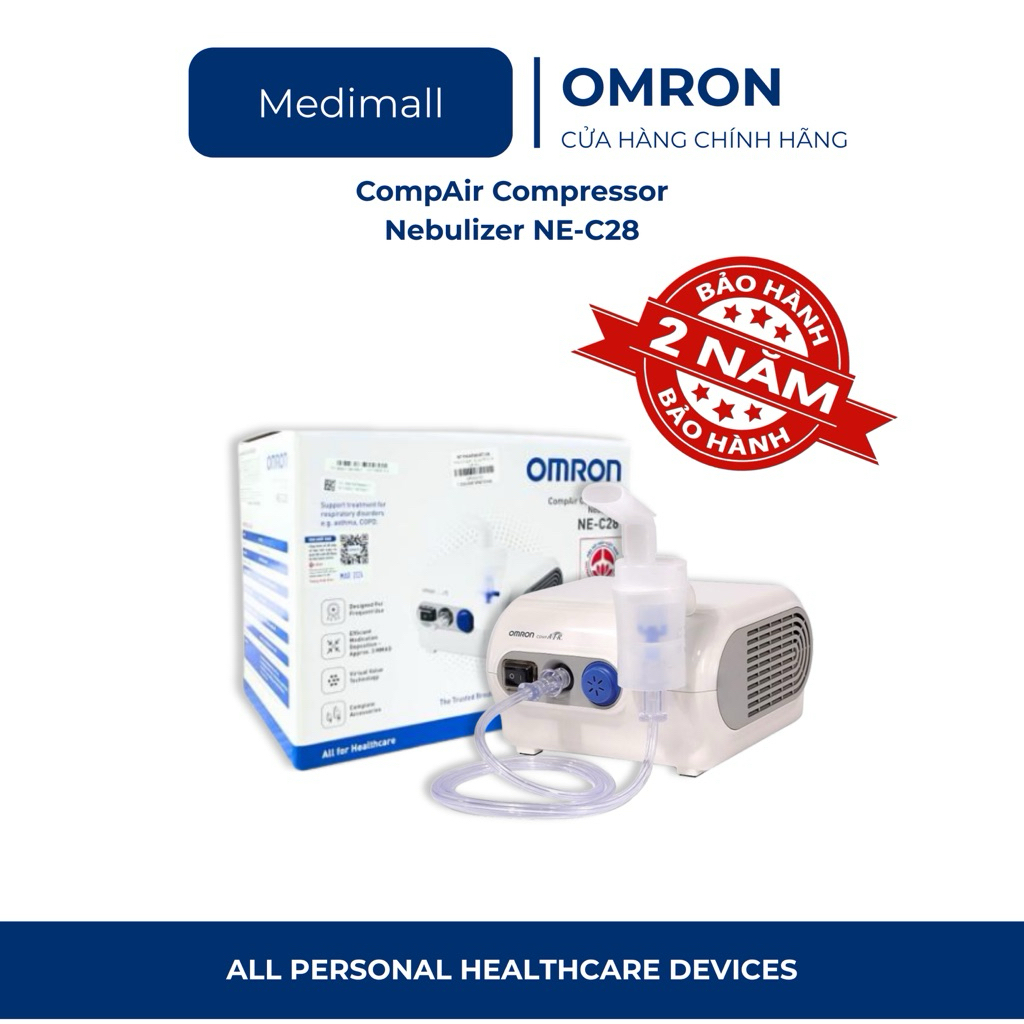 Máy xông khí dung Omron NE-C28, máy xông mũi họng chính hãng
