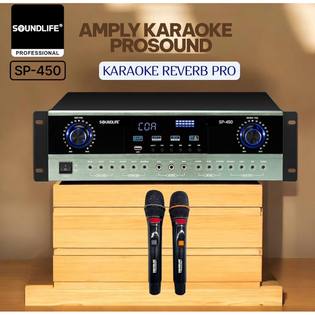 ĐẨY LIỀN VANG MICRO 3in1 KARAOKE REVERB CỰC HAY SOUNDLIFE SP-450 RMS450W MAX 900W