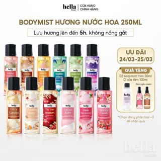 Xịt thơm body mist hương nước hoa Hella Beauty 250ml lưu hương lâu,an toàn cho da