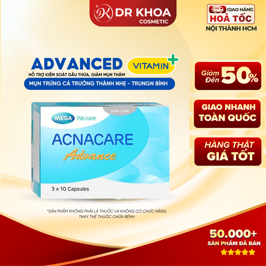 ACNACARE Advance Viên Uống Hỗ Trợ Giảm Mụn, Dầu Nhờn, Chống Lão Hóa Da (MEGA WE CARE) Hộp 30 Viên