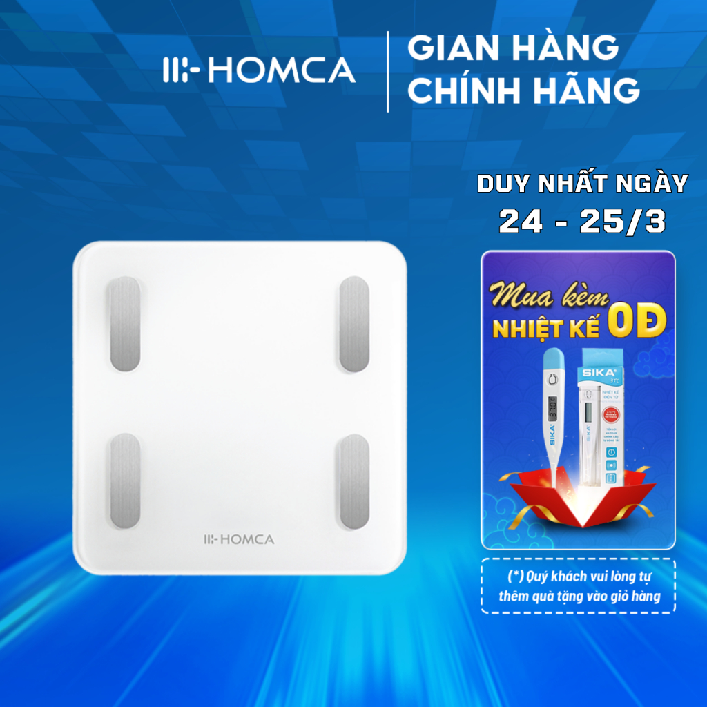 Cân điện tử thông minh HOMCA S7 kết nối bluetooth đo 15 chỉ số cơ thể