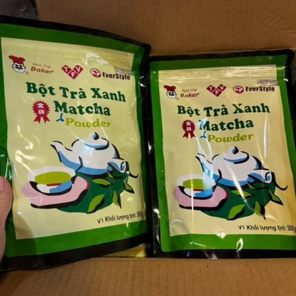 Bột trà xanh Matcha Đài Loan Mũ Đỏ chính hãng EverStyle túi 500g