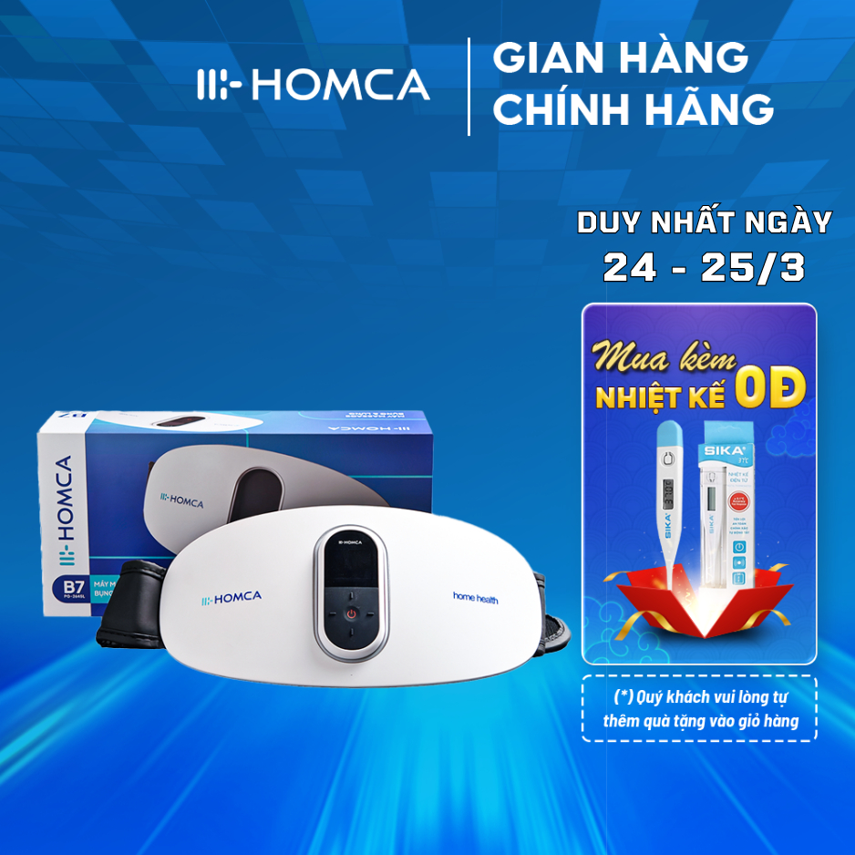 Máy massage bụng, thắt lưng HOMCA B7 - làm ấm - giảm đau bụng kinh nguyệt - có điều khiển từ xa