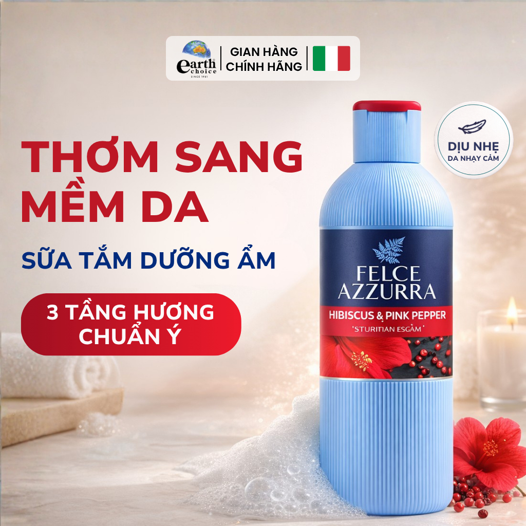 Sữa Tắm Đậm Đặc Hương Nước Hoa Cao Cấp Felce Azzura - 650ml - NK Ý