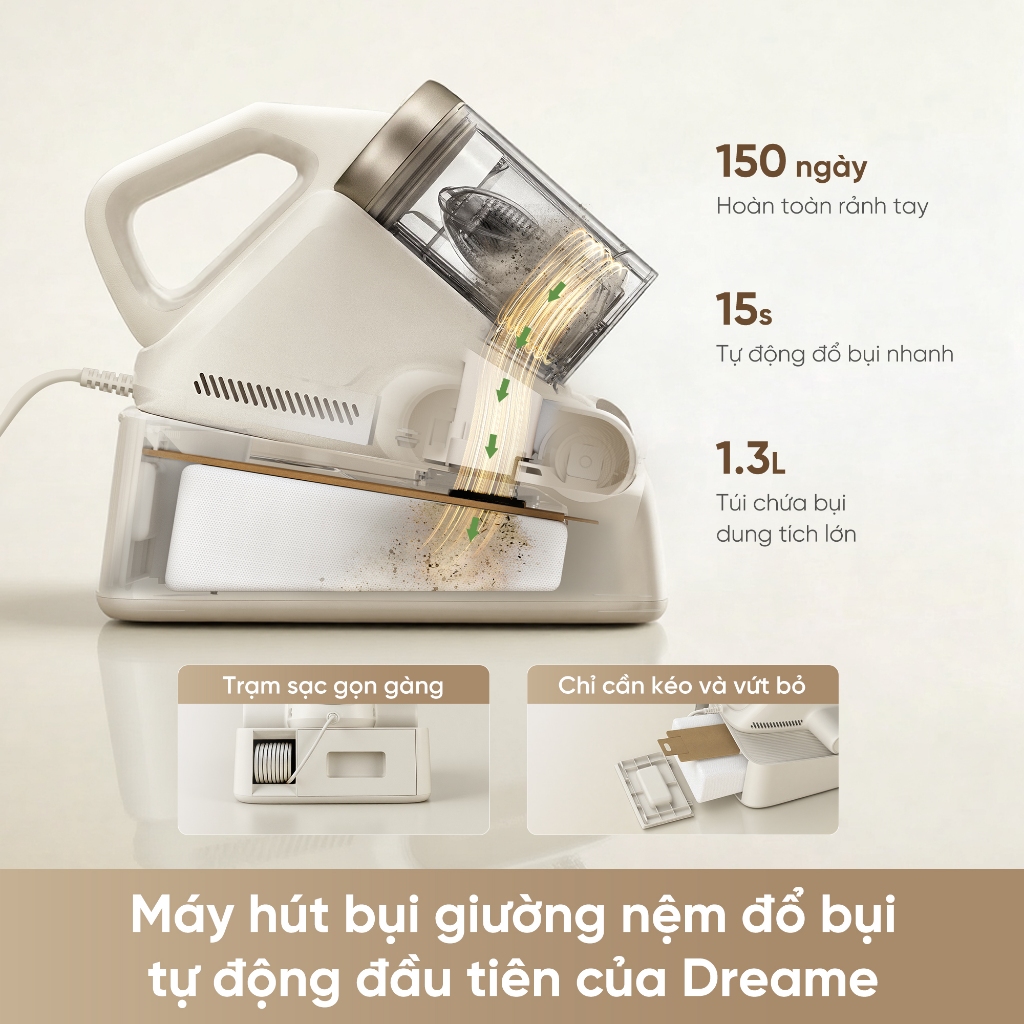 Dreame D20 Aura Máy hút bụi giường nệm diệt khuẩn LED UV | lực hút 16.000Pa | sấy khí nóng 3D 70°C | BH 24 tháng | BigBuy360 - bigbuy360.vn