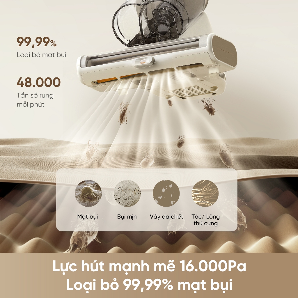 Dreame D20 Aura Máy hút bụi giường nệm diệt khuẩn LED UV | lực hút 16.000Pa | sấy khí nóng 3D 70°C | BH 24 tháng | BigBuy360 - bigbuy360.vn