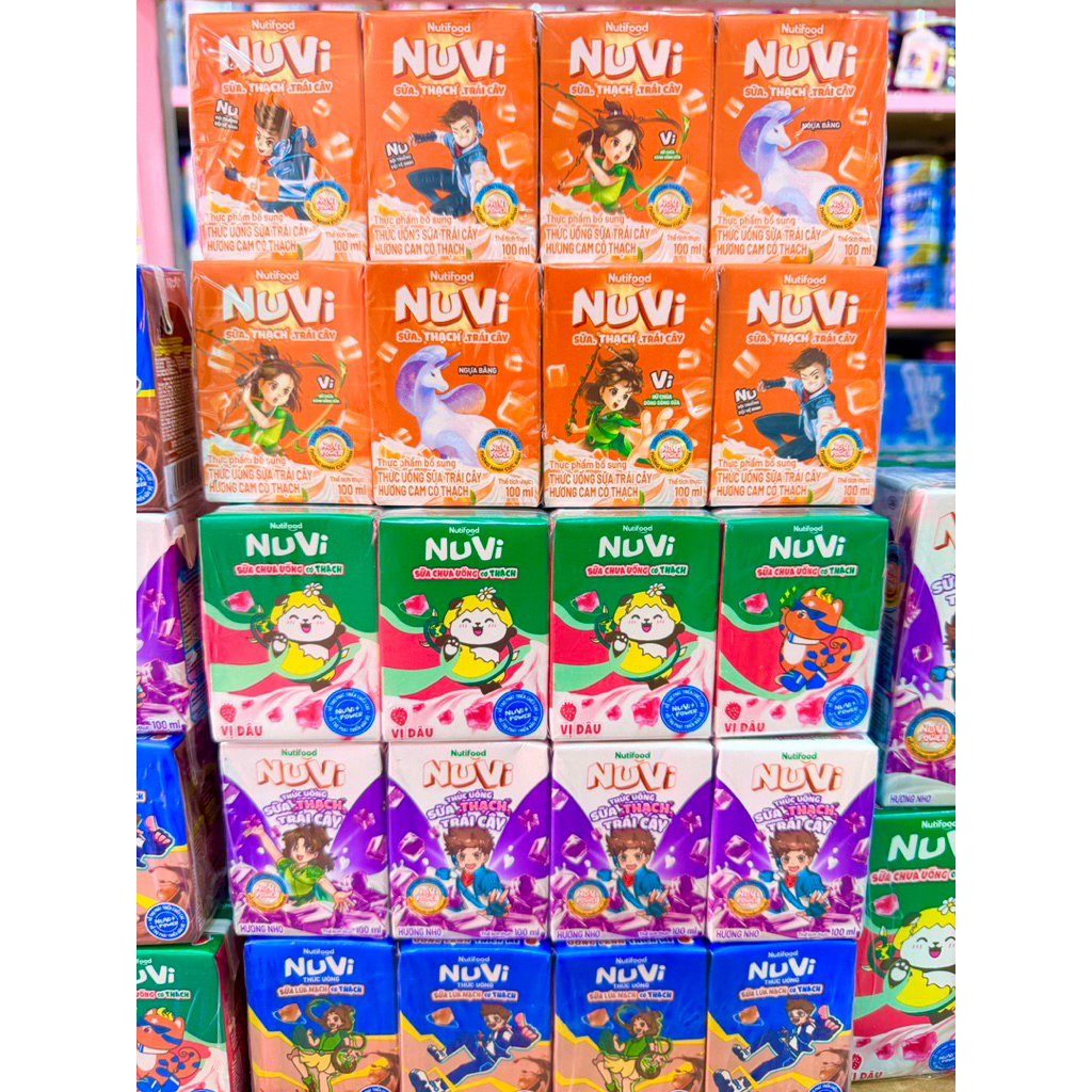 Nuvi Thạch hương socola,cam,dâu,nho 100ml-170ml