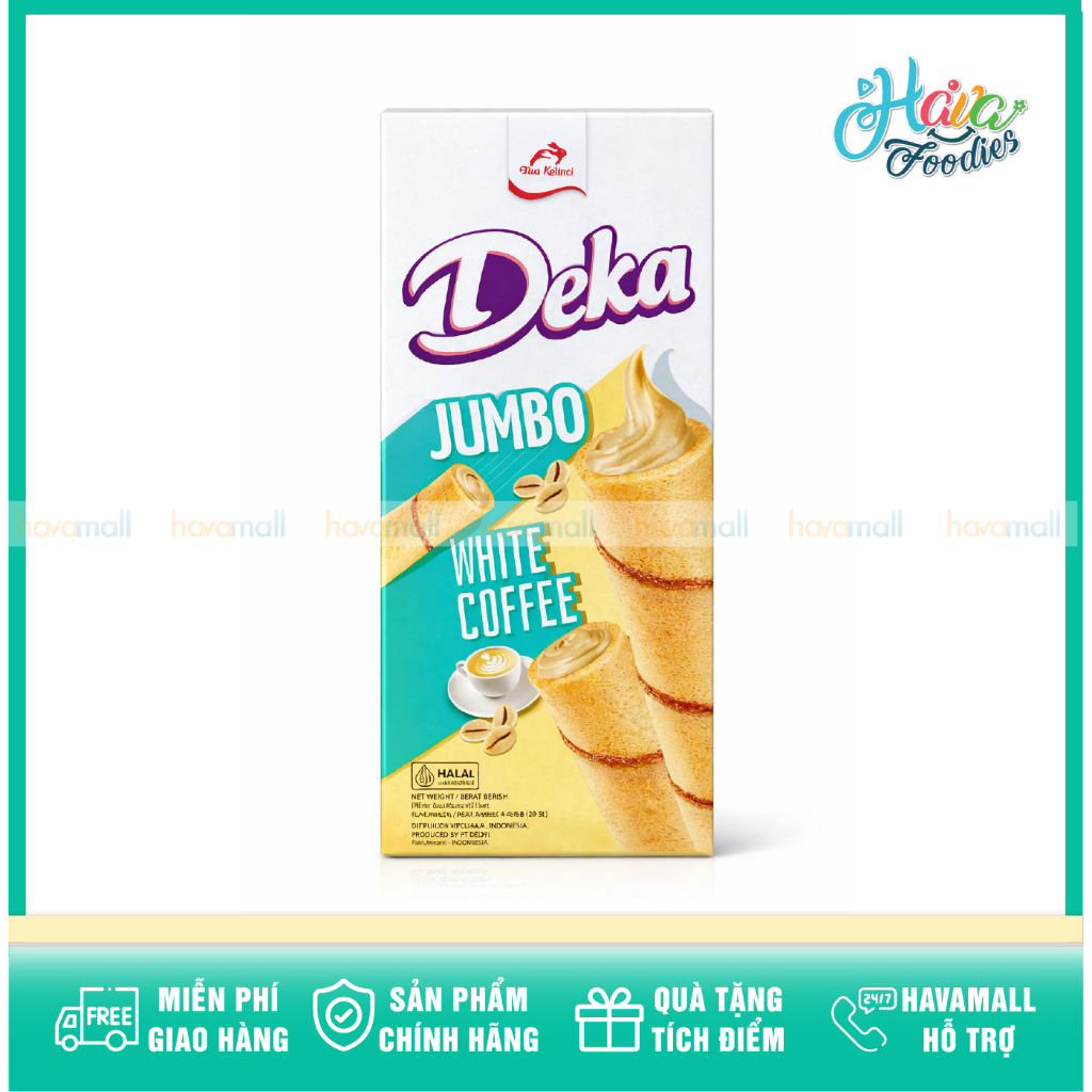 Bánh Xốp Ống Cà Phê Trắng Deka Jumbo 140g – Deka Jumbo Wafer Roll White Coffee