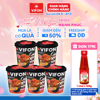 [VOUCHER 15%] Set 5 Ly Mì Trộn VIFON 90g Vị Tôm Cháy Tỏi / Cua Xốt Me Sốt Đậm Đà Có Nắp Chắt Nước