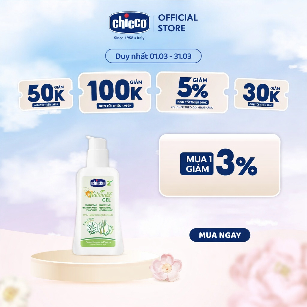 Gel xịt xua muỗi chiết xuất bạch đàn chanh và tinh dầu tự nhiên Chicco NaturalZ 60ml cho bé