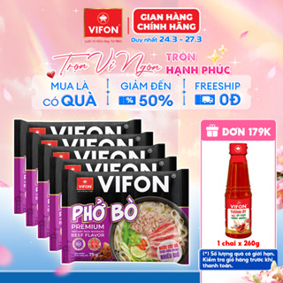 [Voucher 15%] Set 5 Gói Phở Thịt Thật Bò/Gà VIFON - Sợi Dai Ngon, Đầy Đủ Dinh Dưỡng, 90g/Gói