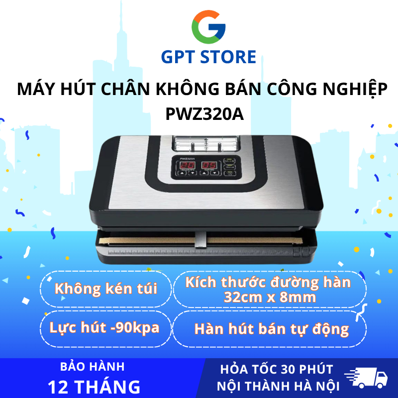 [HỎA TỐC] Máy Hút Chân Không Công Nghiệp Cao Cấp PWZ320A - Không Kén Túi -  Bảo Hành 12 Tháng