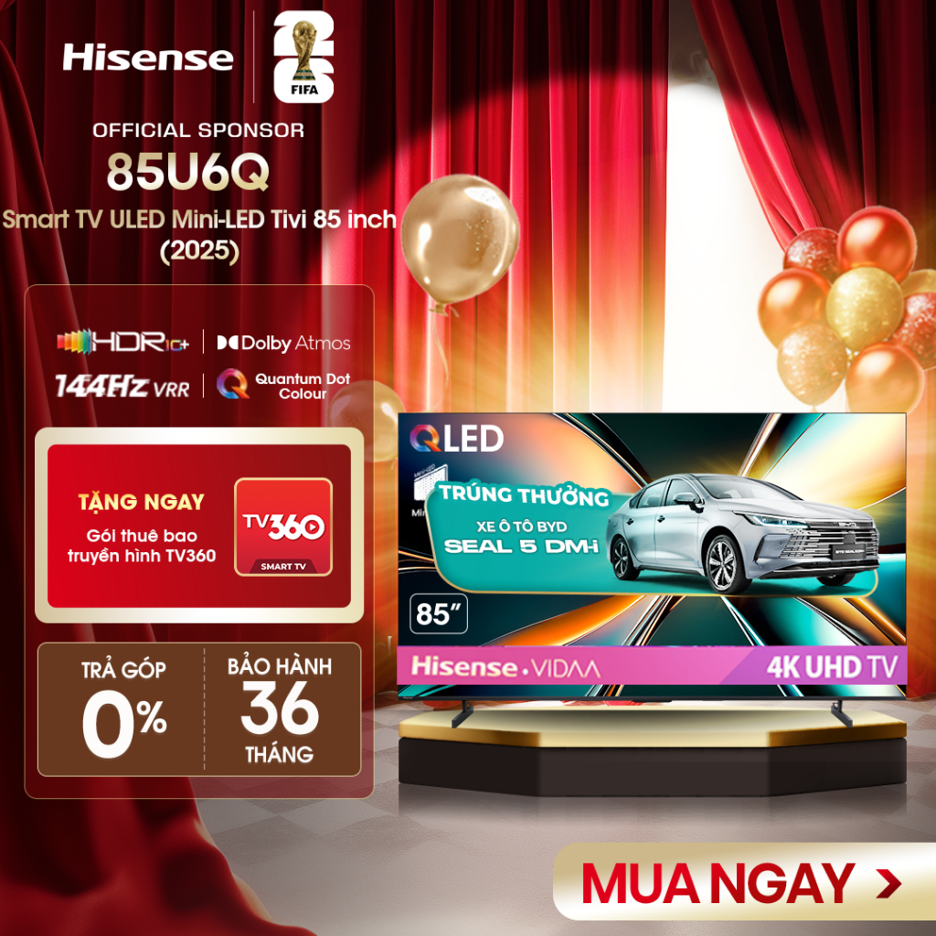 |Miễn phí vận chuyển| Smart Tivi Hisense 85 inch ULED Mini-LED 85U6Q, Lắp Đặt Toàn Quốc