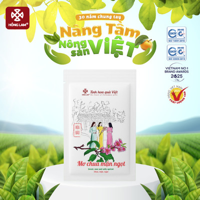 Ô mai (xí muội) mơ chua mặn ngọt Hồng Lam túi 80gram. Có vị chua, mặn, ngọt