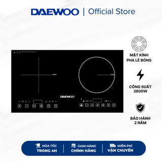 Bếp Đôi Điện Từ Hồng Ngoại Daewoo DWHB-3801C, mặt kính pha lê bóng 3800W
