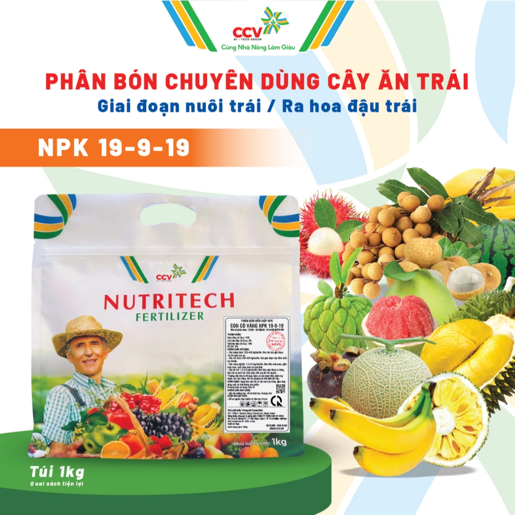 Phân bón chuyên cho cây Ổi NPK 19-9-19 Con Cò Vàng Chuyên Nuôi Trái To, Cứng Trái, Ngọt Tự Nhiên 1kg