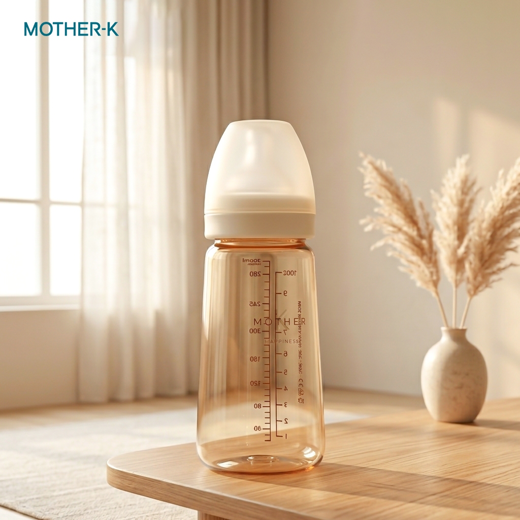 Bình sữa PPSU Mother-K  280ml - Núm ti Silicone y tế - Chống đầy hơi