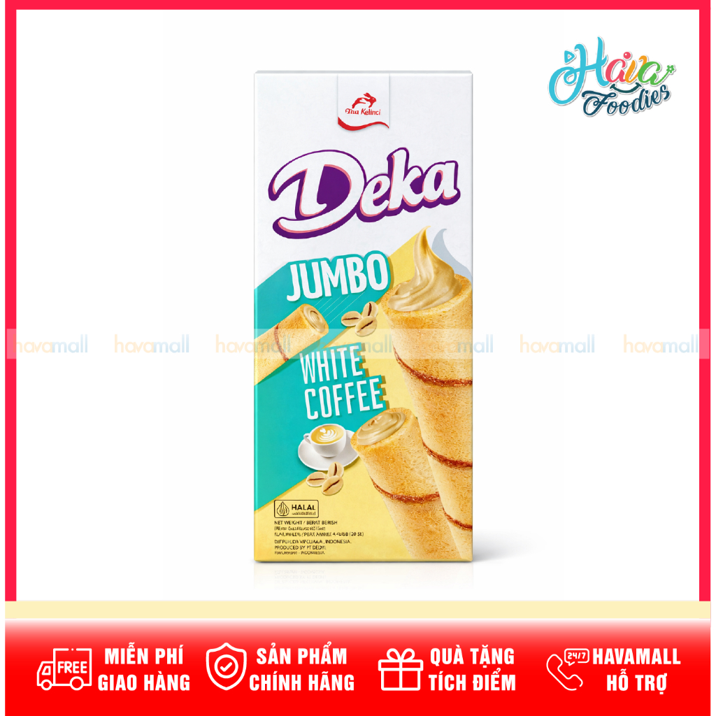 Bánh Xốp Ống Cà Phê Trắng Deka Jumbo 140g – Deka Wafer Roll White Coffee