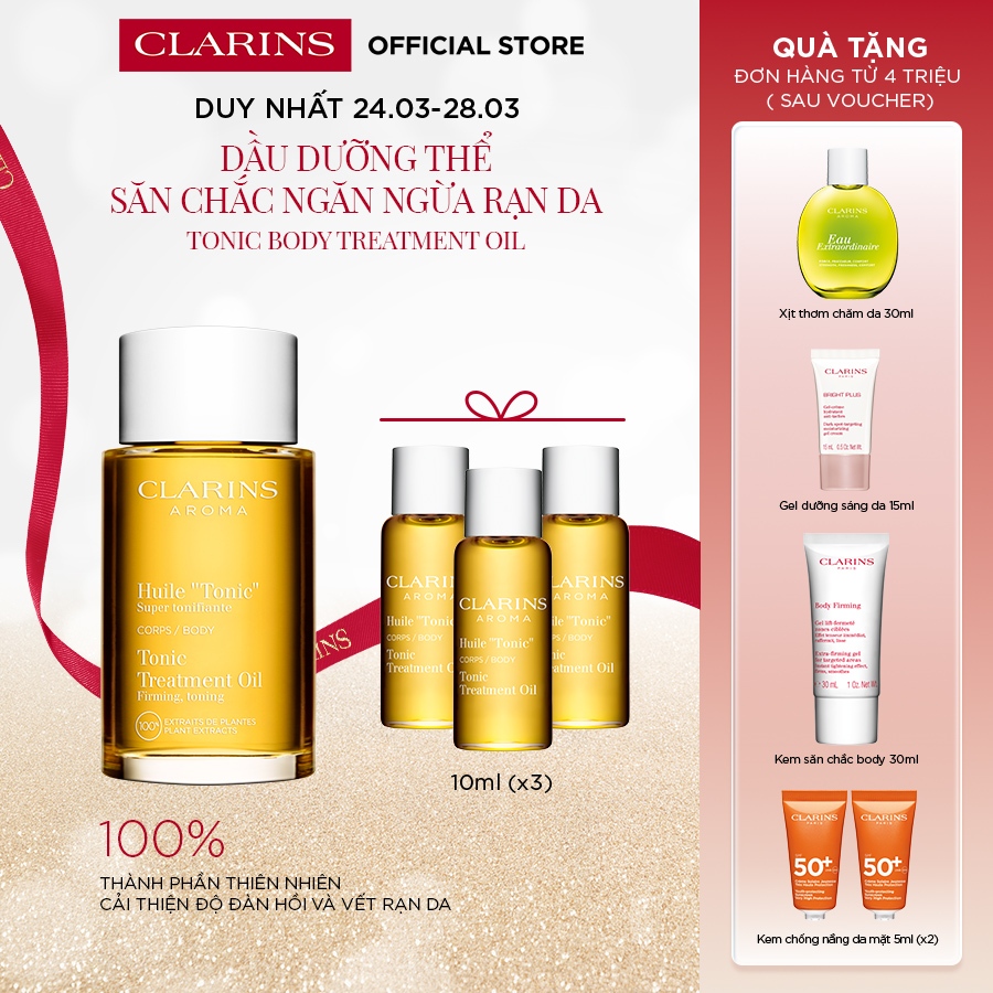 Dầu Dưỡng Thể Ngăn Ngừa Rạn Da Clarins Tonic Body Treatment Oil 100Ml