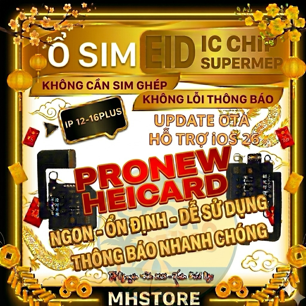 Ổ sim EID/MEP của PRONEW/HEICARD tích hợp IC SuperMEP cho ip12-16plus (bản mới nhất)- Lắp 1-2 SIM Kh