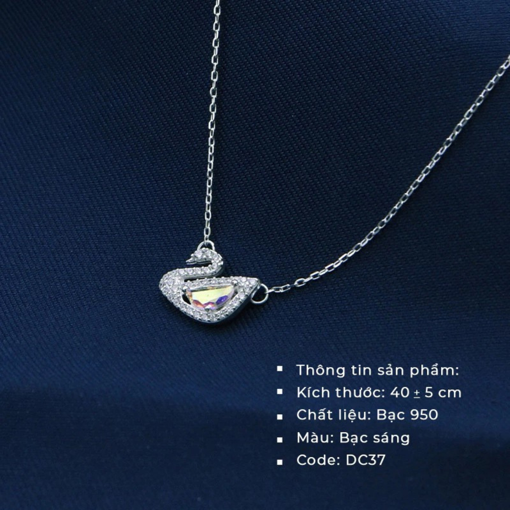 Vòng cổ bạc Tyche Swan nạm đá , dây chuyền chốt khóa cao cấp trẻ trung phù hợp đeo đi học, đi chơi,đi làm TYCHE JEWELRY