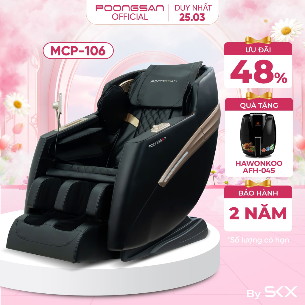 [DEAL HỜI] Ghế Massage Poongsan MCP-106 Điều Khiển Giọng Nói 12 Chương Trình + 18 Túi Khí Toàn Thân