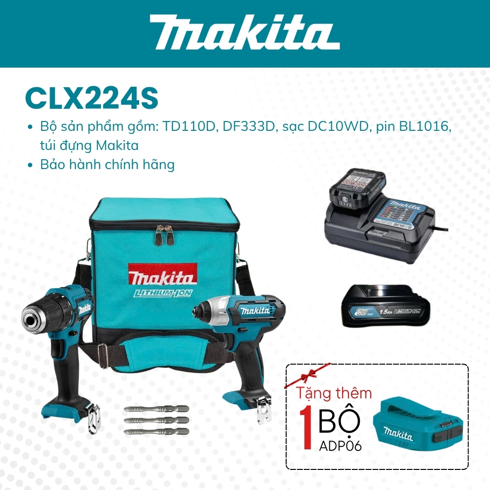 Bộ Sản Phẩm Dùng Pin Makita CLX224S - Hàng Chính Hãng