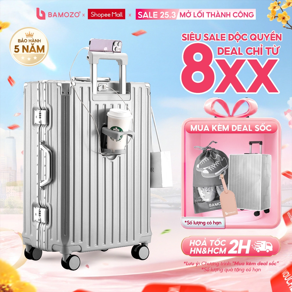 Vali Khung Nhôm B Bamozo Size 20/24/28 Cao Cấp Bảo Hành 5 Năm - Lỗi 1 Đổi 1 Trong 30 Ngày_9066