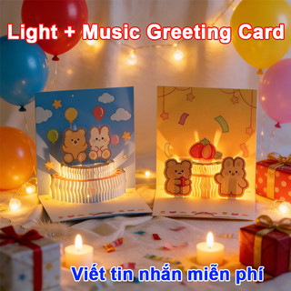 Bật Lên Ánh Sáng Âm Nhạc Thiệp Chúc Mừng Hoạt Hình Gấu Bánh Thiệp Chúc Mừng Tiệc Quà Tặng Bất Ngờ Thiệp Phước Lành Phong