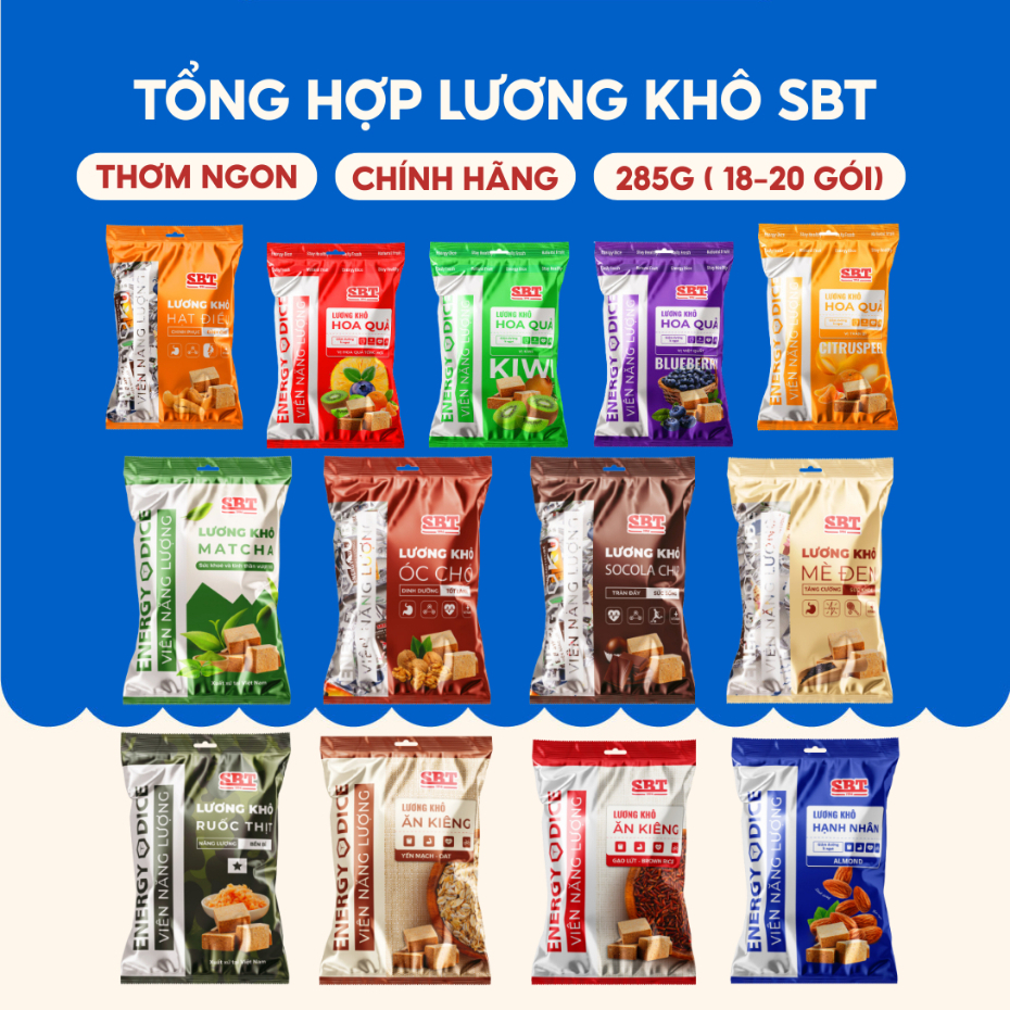 Lương khô ăn kiêng, lương khô SBT, lương khô gạo lứt ăn kiêng, lương khô yến mạch, óc chó, hạnh nhân