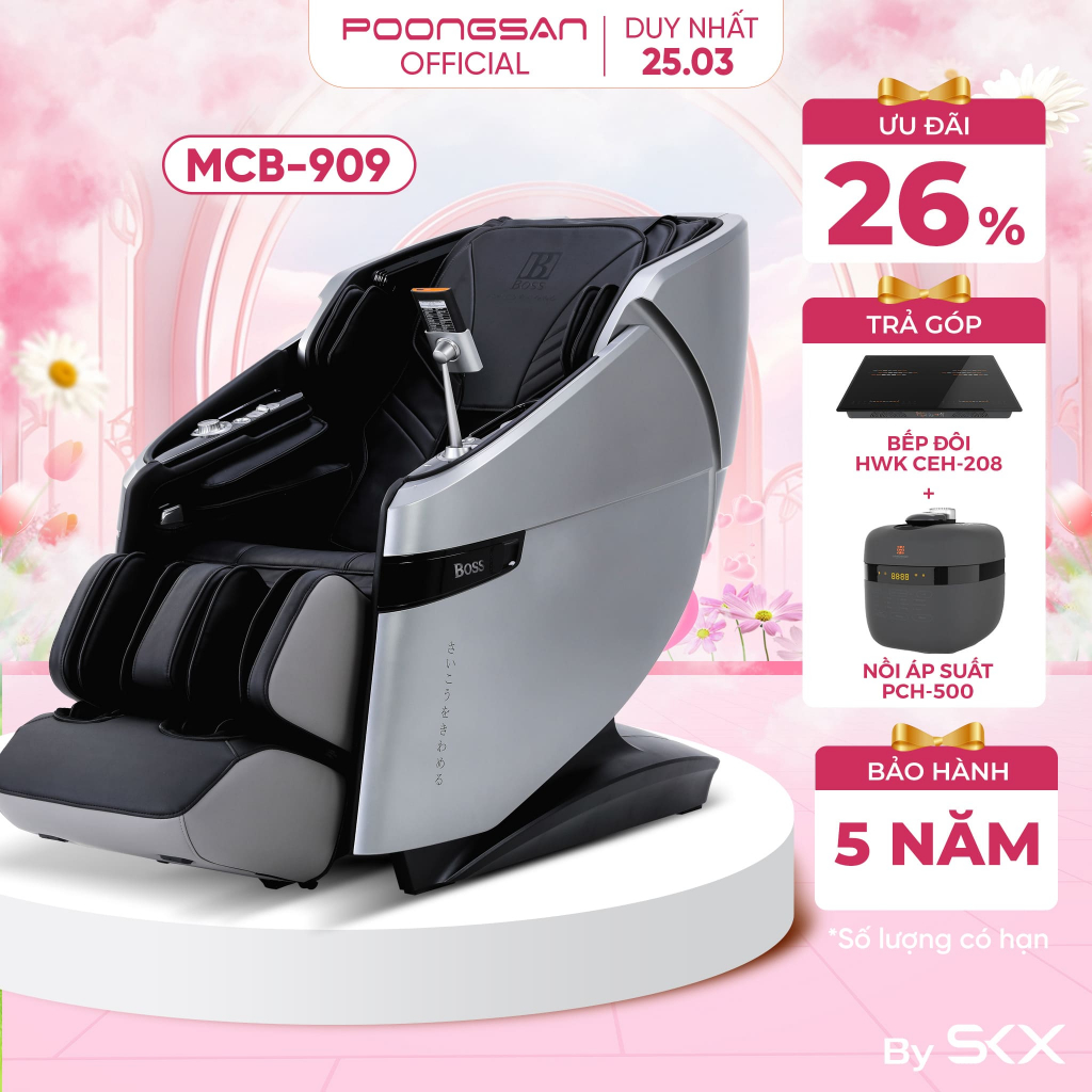 [HÀNG CAO CẤP] Ghế Massage BOSS MCB-909 Lõi Kép Công Nghệ AI Đo Chỉ Số Sức Khỏe Kéo Giãn Cột Sống