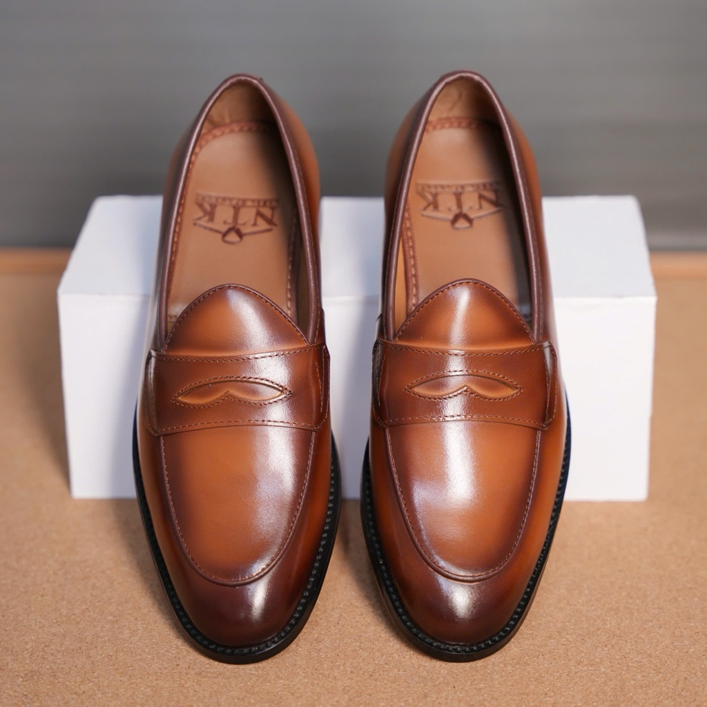 Giày da nam Penny Loafer Shoes màu nâu bò
