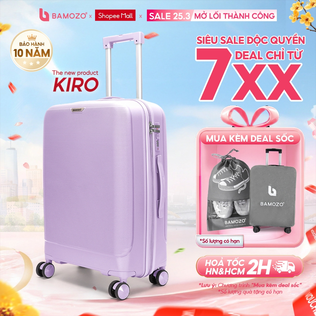 [MẪU MỚI] Vali Du Lịch B Bamozo Kiro Nhựa PP Chống Vỡ, Chống Rạch Size 20/24/28  BH 10 Năm 1 Đổi 1 Trong 30 Ngày_Kiro
